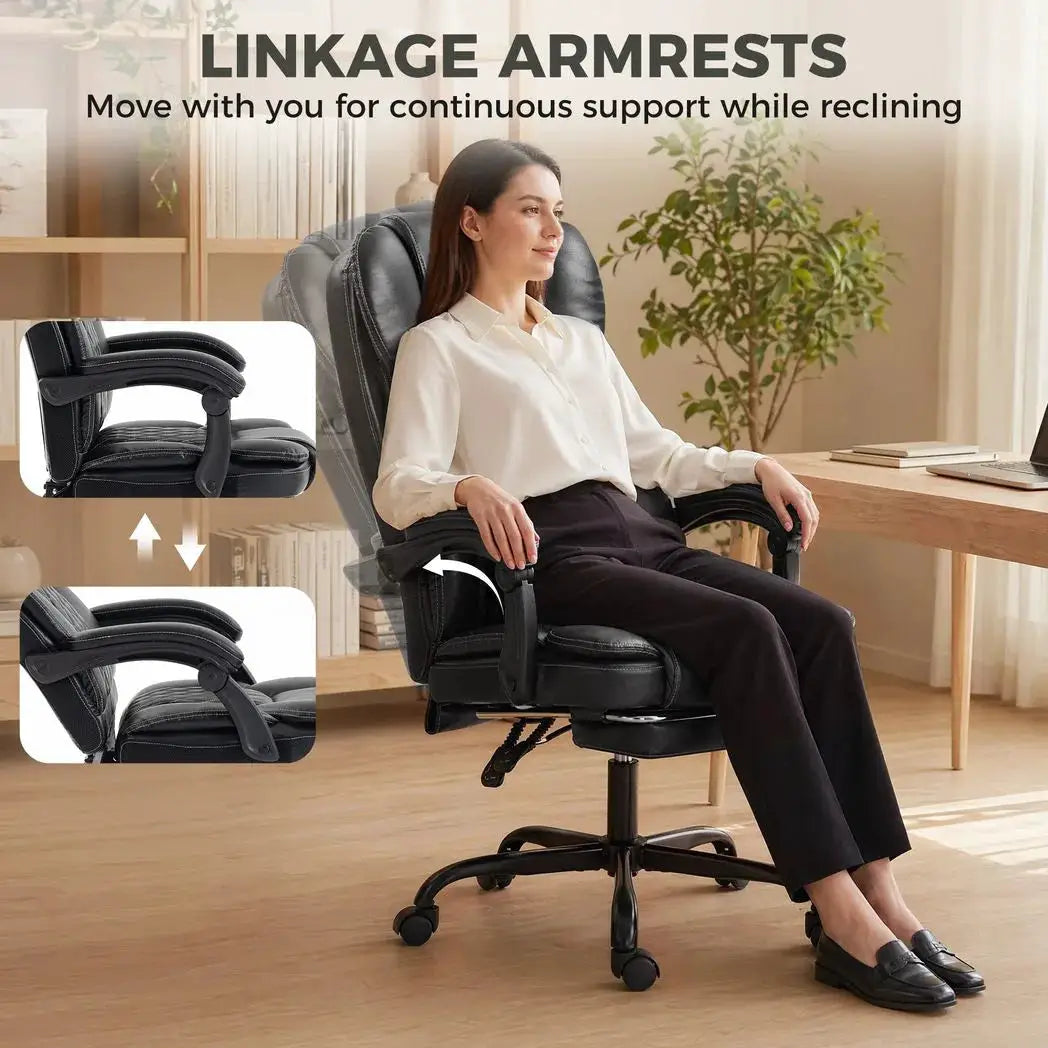 HOMCOM Executive Home Office Chair Reclining Function Footrest Computer Desk Chair High Back, Black - from HOMCOM