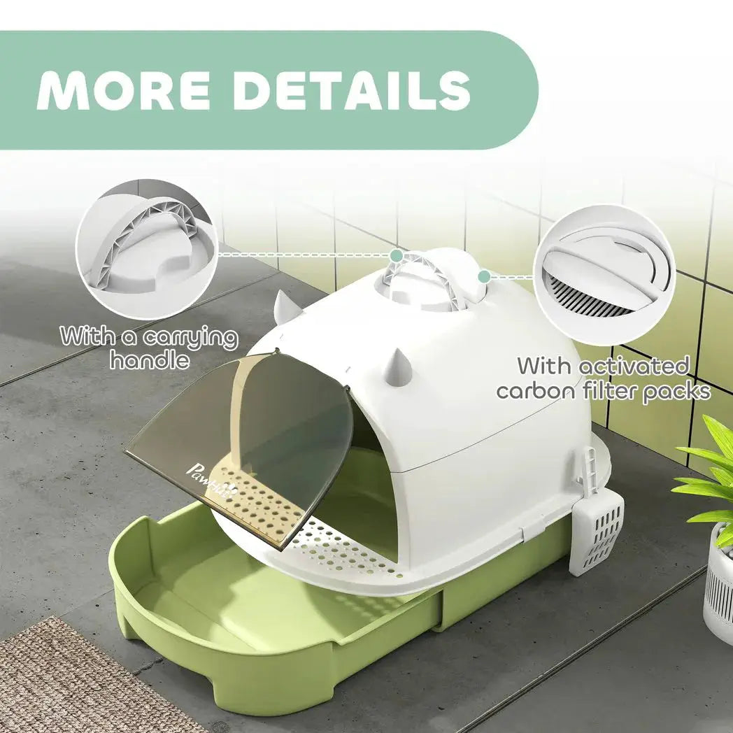 PawHut Enclosed Cat Litter Box w/ Pull-Out Drawer, Scoop, Deodorising Bags for Odour Control, Privacy, Portable, Easy to Clean - from PawHut