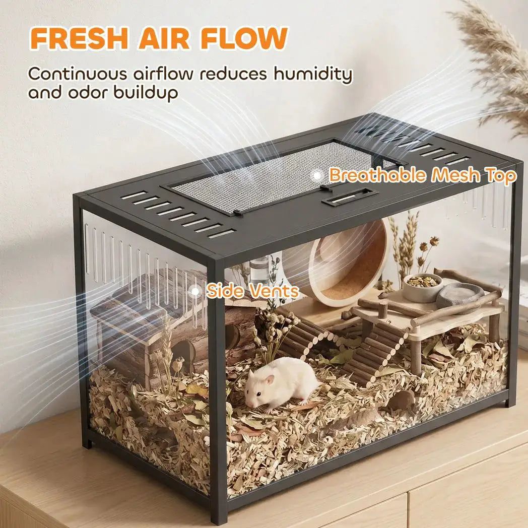 PawHut Hamster Cage, Chewproof Metal Rat Cage with Deep Base, Openable Top for Syrian Dwarf Hamster, Gerbil, 80 x 45 x 50.5 cm - from PawHut