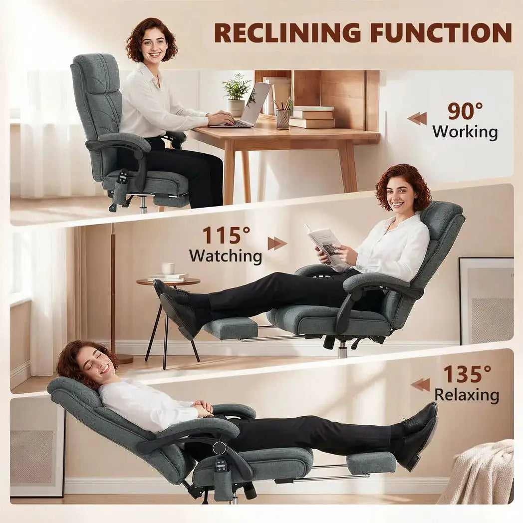 Vinsetto High Back Vibration Massage Office Chair with Footrest, Heated, Grey - from Vinsetto