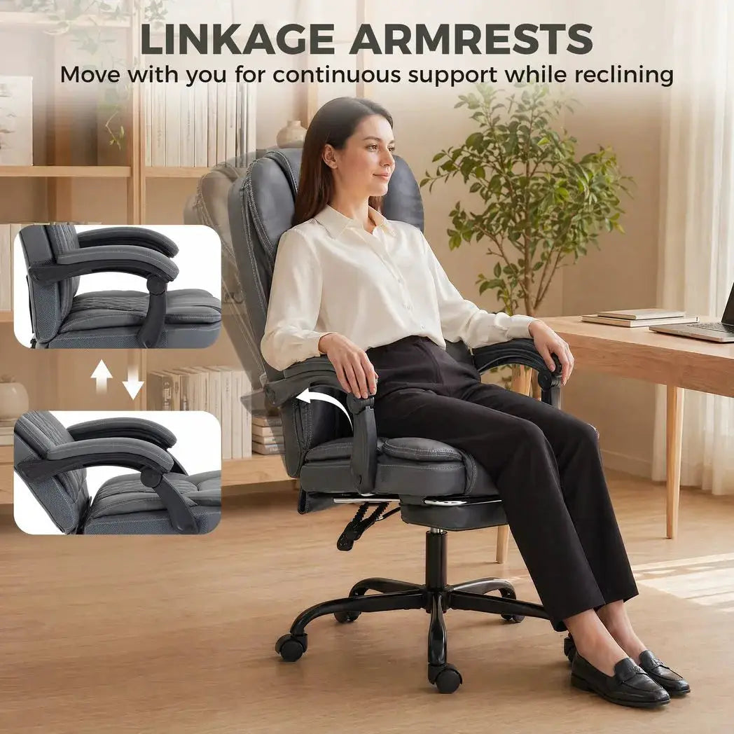 HOMCOM Executive Home Office Chair Reclining Function Footrest Computer Desk Chair High Back, Grey - from HOMCOM