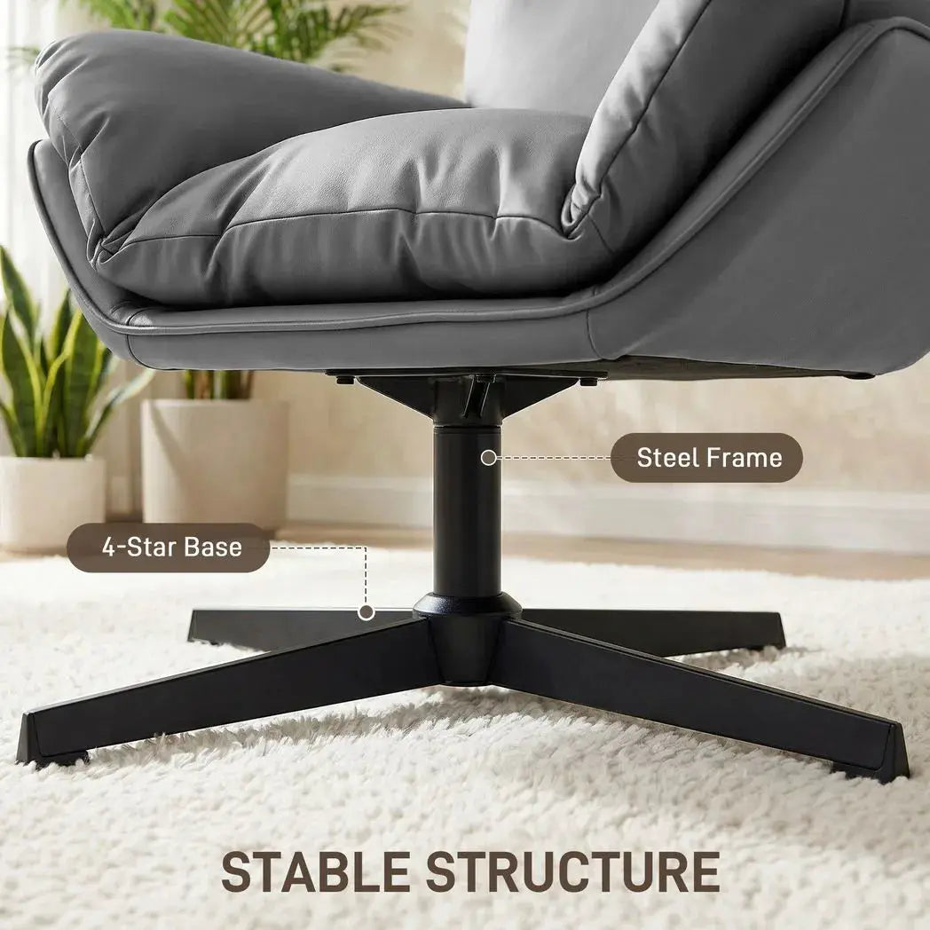 HOMCOM Accent Chair with 360 Swivel Armchair for Living Room with Padded Cushion Dark Grey - from HOMCOM