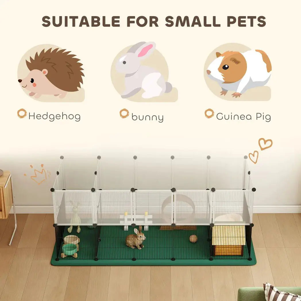 PawHut Pet Playpen with Waterproof Mat, DIY Small Animal Enclosure 34 Panels, Indoor/Outdoor Metal Pet Fence for Guinea Pigs - from PawHut