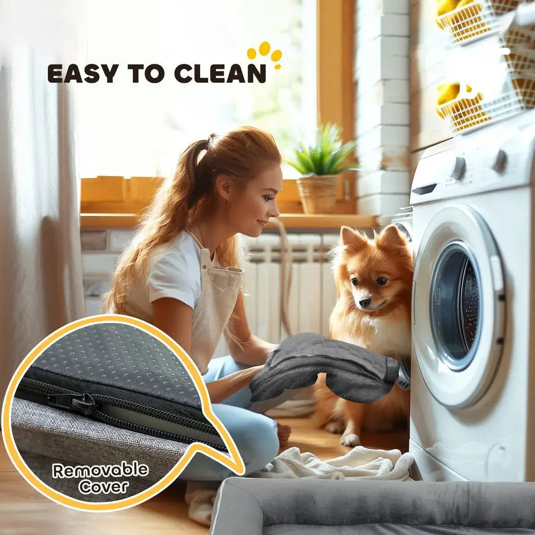 PawHut Dog Sofa Bed, Washable Pet Bed with Removable Cover and Non-Slip Bottom for Small, Medium and Large Dogs, Grey - from PawHut