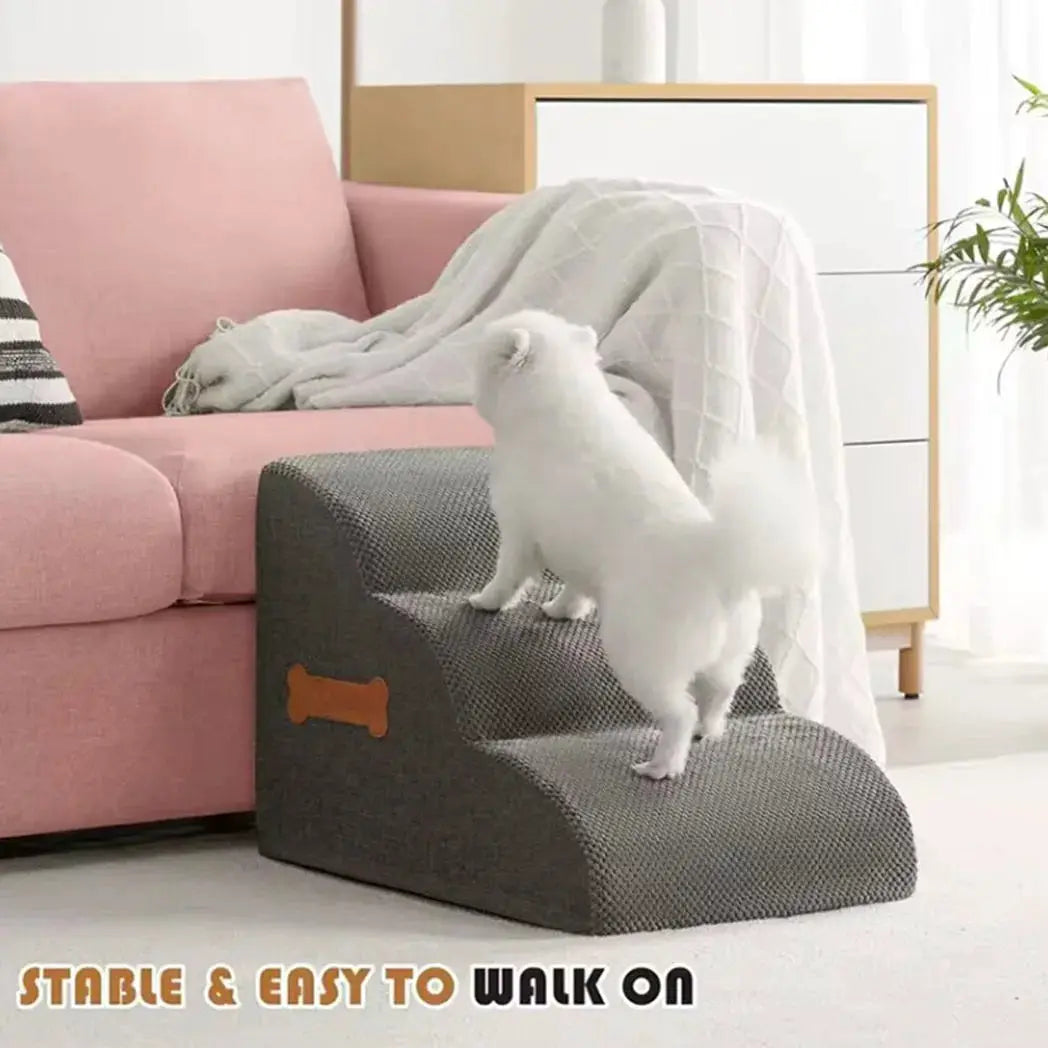 3Step Dog Stairs Pet For Bed Sofa Cats Ladder Ramp With Removable Cover Portable - from N/A