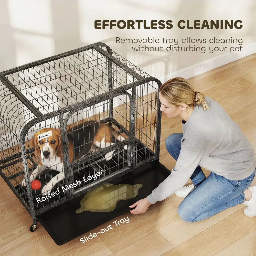 PawHut Heavy Duty Dog Crate,93 x 58 x 76 cm, Large Dog Cage for Small to Medium Breeds - from PawHut