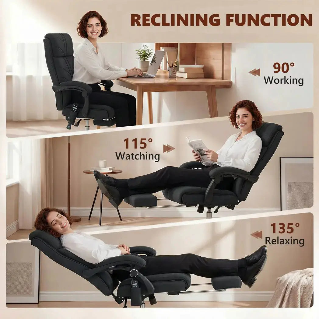 Vinsetto High Back Vibration Massage Office Chair with Footrest, Heated, Black - from Vinsetto