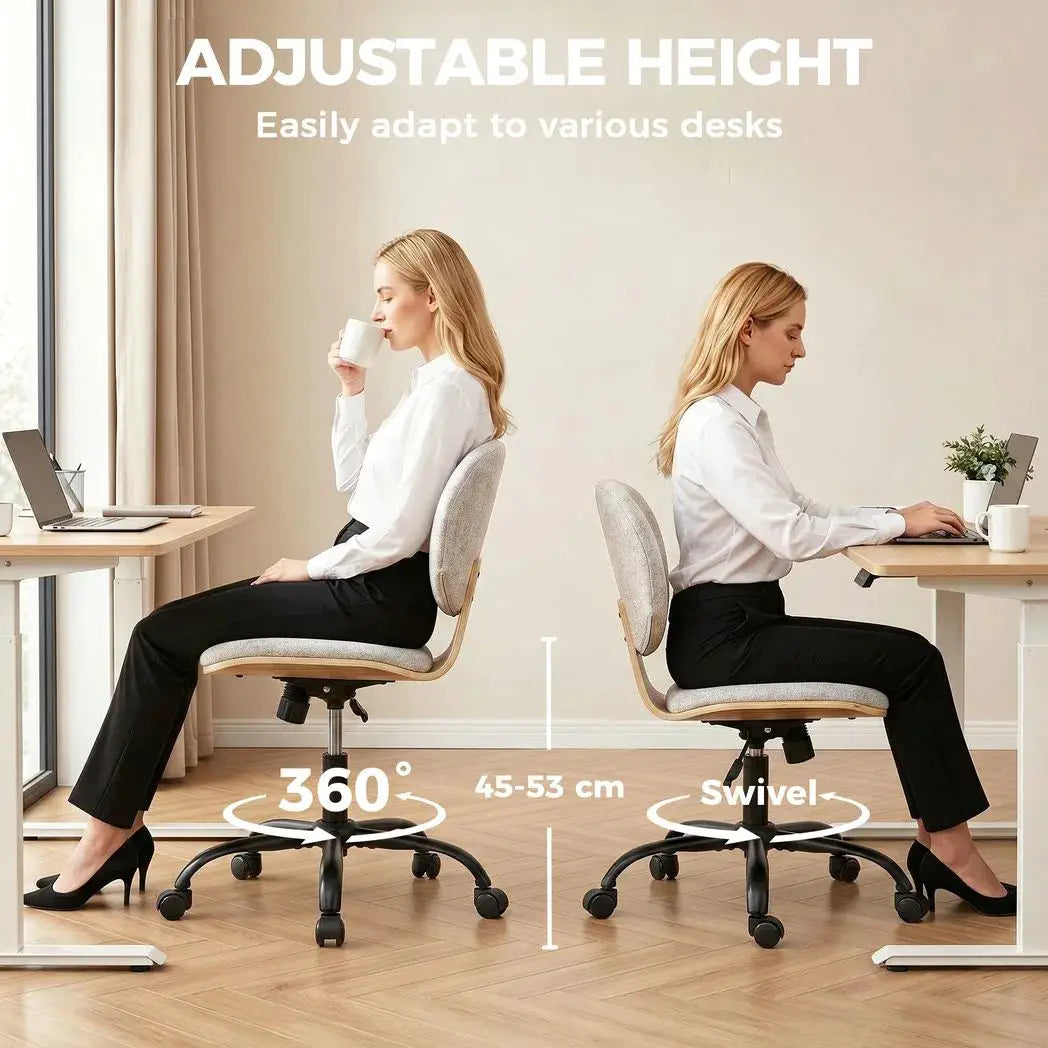 HOMCOM Home Office Desk Chair Rocking Function Ergonomic Swivel Chair with PU Wheels, Light Grey - from HOMCOM