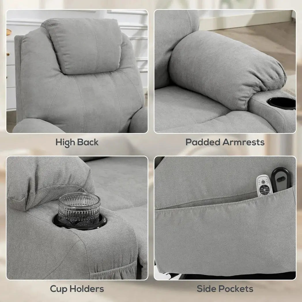 HOMCOM Power Lift Recliner Chair with Pocket Spring, Electric Lift Chair with Wide Backrest, Light Grey - from HOMCOM