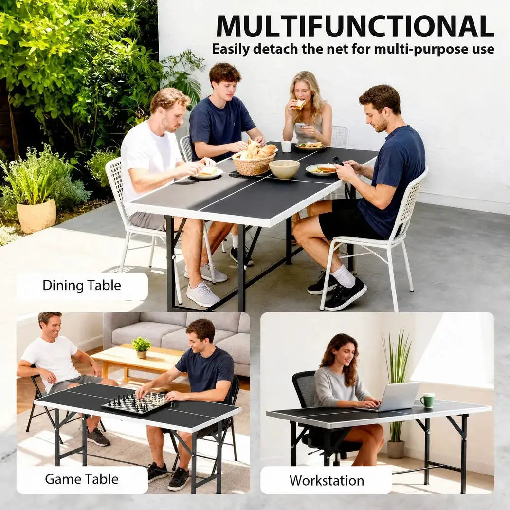 SPORTNOW 5ft Mid-Size Table Tennis Table, Ping Pong Table with Net, 2 Table Tennis Paddles and 3 Balls for Indoor Game, Black - from SPORTNOW