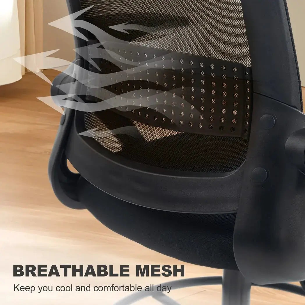 HOMCOM Painting Chair, Mesh Computer Desk Chair with Flip-up Armrests, Black - from HOMCOM