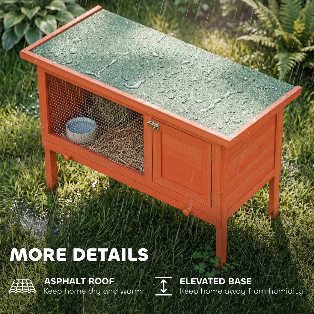 PawHut Wooden Rabbit Hutch, Guinea Pig Hutch with Asphalt Roof, Outdoor Elevated Bunny House for Rabbits, Chinchillas - from PawHut