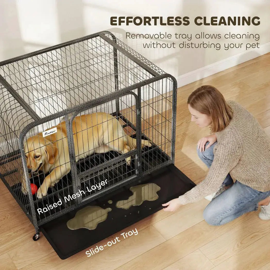 PawHut Heavy Duty Dog Crate,116 x 77 x 88 cm, Large Dog Cage for Small to Large Breeds - from PawHut