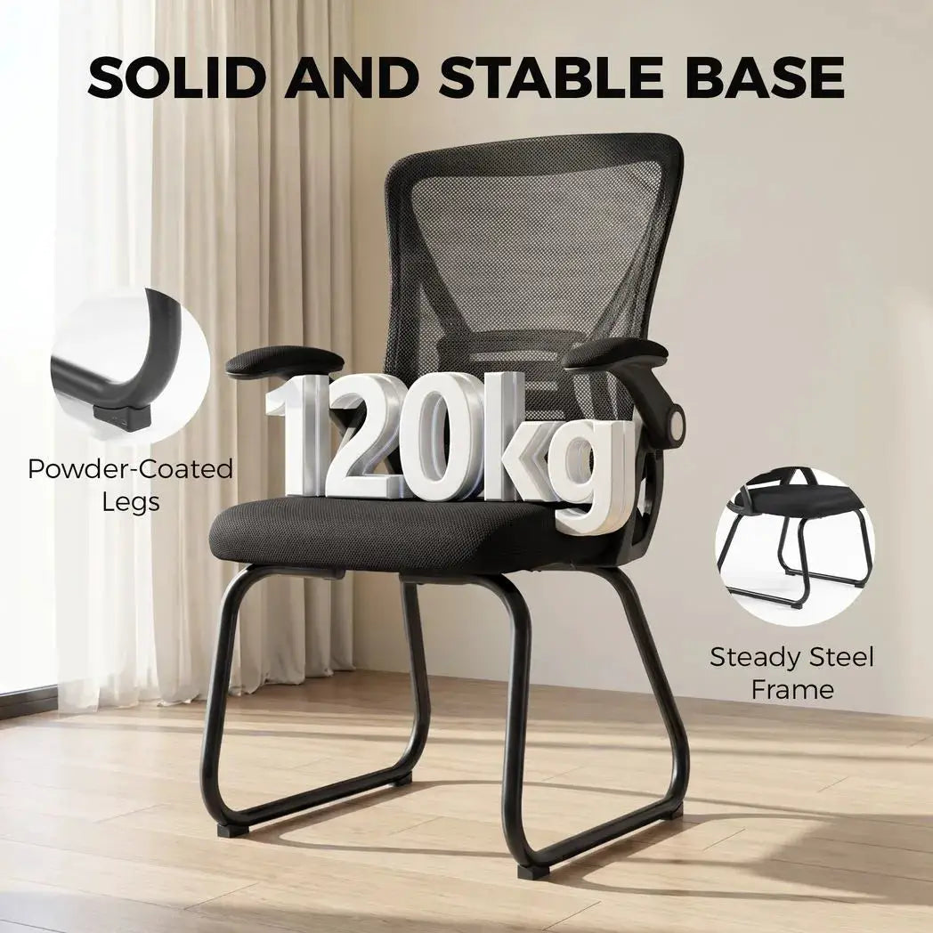 HOMCOM Office Chair, Ergonomic Desk Chair No Wheels with Mesh Backrest and Steel Legs for Home Conference Room, Black - from HOMCOM