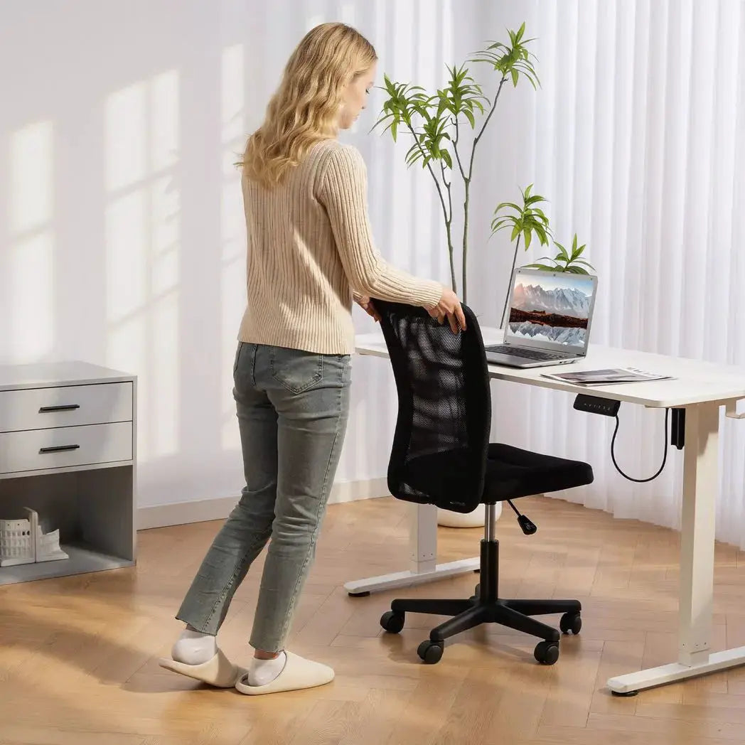 Vinsetto Computer Desk Chair, Armless Mesh Office Chair with Adjustable Height and Rolling Wheels, Black - from Vinsetto