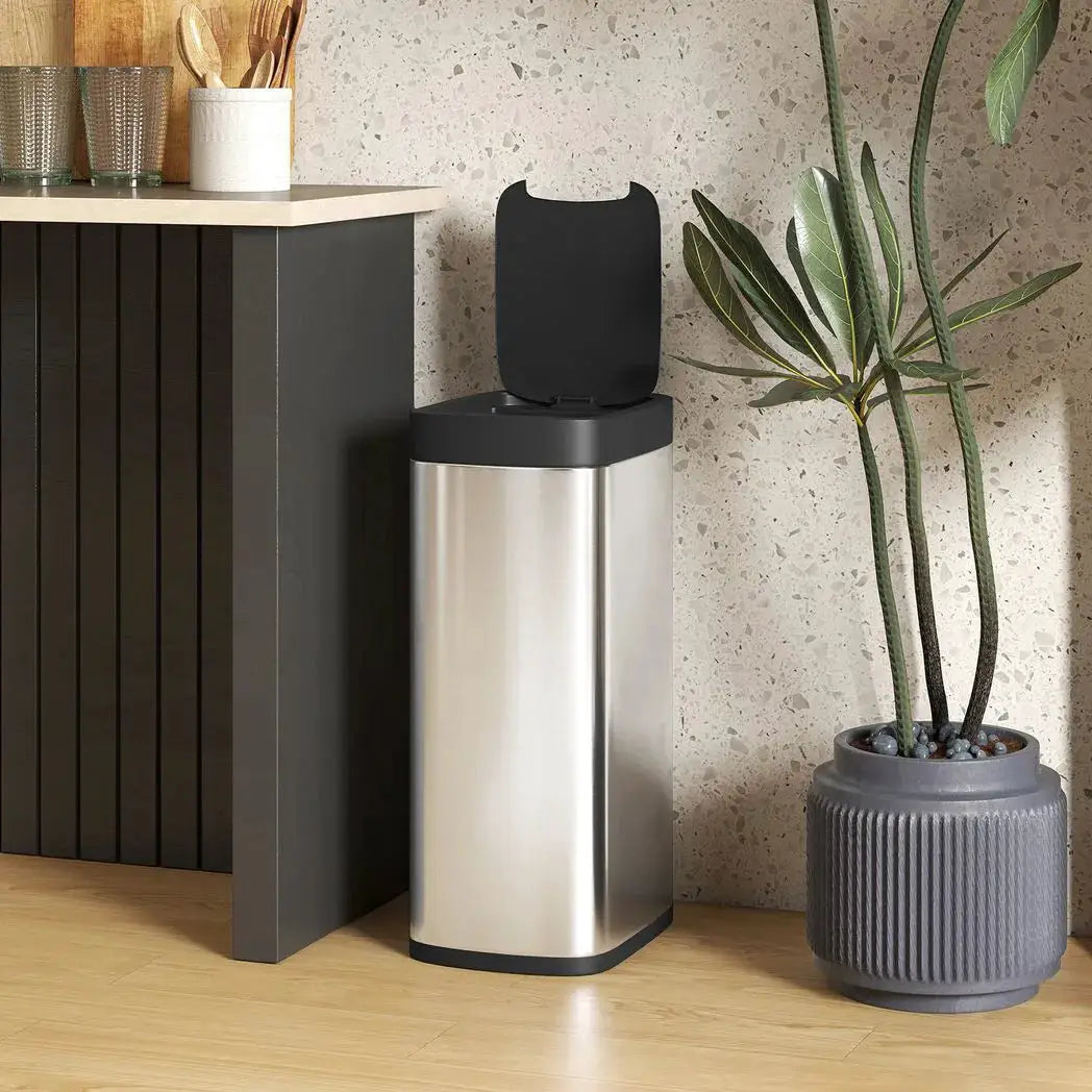 HOMCOM 50L Sensor Bin, Automatic Kitchen Bin, Manual Override, Battery Operated, Inner-Bucket-Free, for Kitchen, Bedroom - from HOMCOM