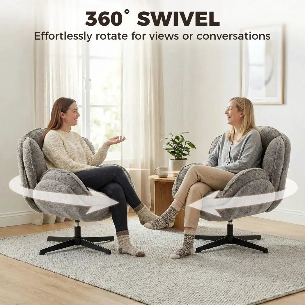 HOMCOM Modern Wingback Accent Chair, Velvet Armchair with Four-Star Base, S-Springs, Swivel, Grey - from HOMCOM
