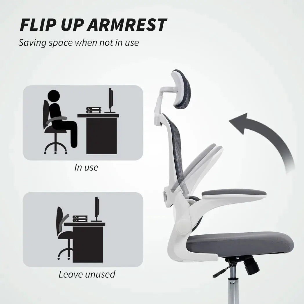 HOMCOM Mesh Back Office Chair, with Lumbar Support - Charcoal Grey - from HOMCOM