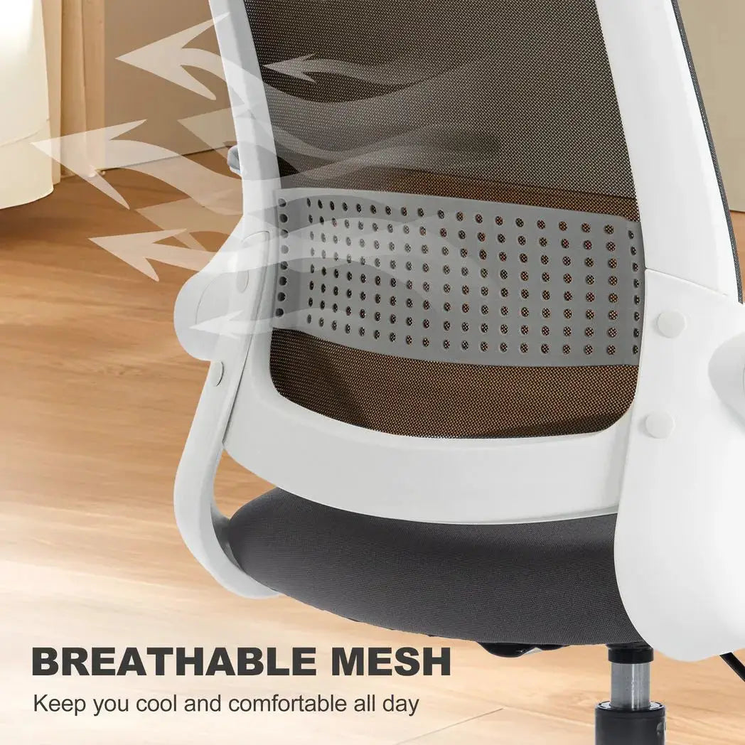 HOMCOM Painting Chair, Mesh Computer Desk Chair with Flip-up Armrests, Grey - from HOMCOM