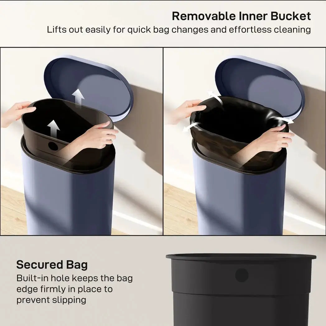 HOMCOM 30 L Modern Curved Kitchen Bin - Grey - from HOMCOM