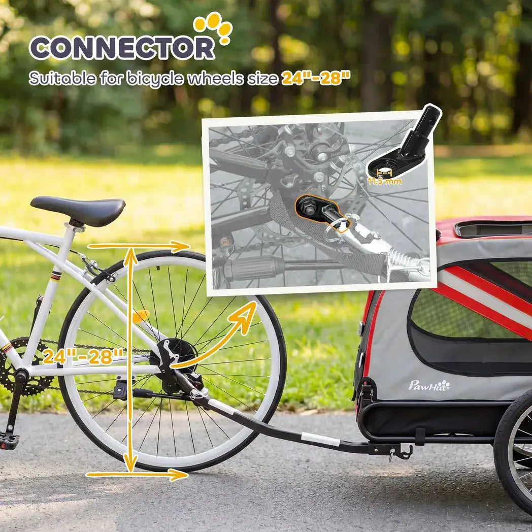PawHut 2-In-1 Dog Bike Trailer Pet Stroller with Universal Wheel Reflector Flag Red - from PawHut