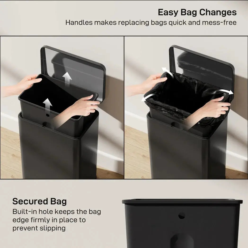 HOMCOM 20L Kitchen Bin with Soft-Close Lid and Stay-Open Function, Stainless Steel Pedal Bin with Removable Inner Bucket for Kitchen, Office, Home, Matte Black - from HOMCOM