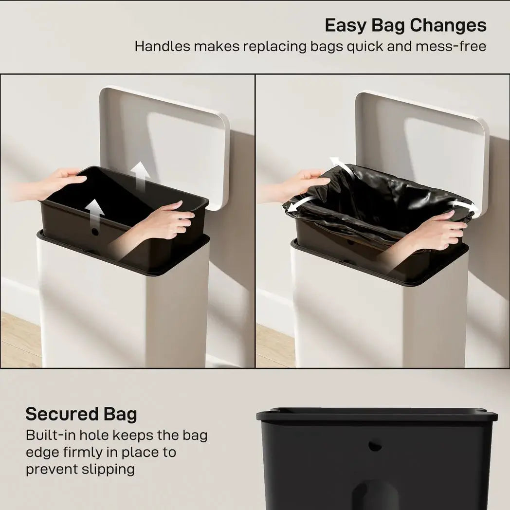 HOMCOM 20L Kitchen Bin with Soft-Close Lid and Stay-Open Function, Pedal Bin with Removable Inner Bucket for Kitchen, Office, Home, Cream - from HOMCOM