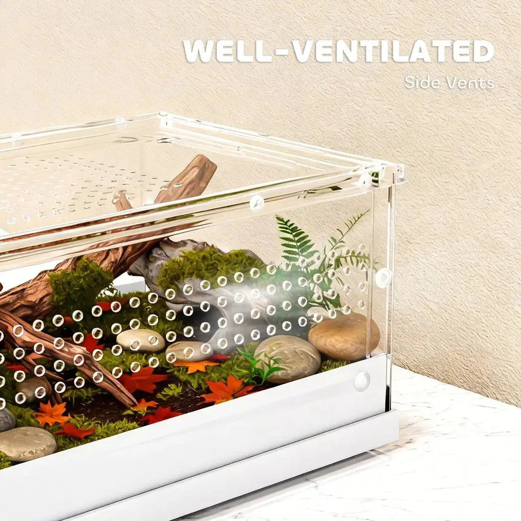 PawHut Acrylic Reptile Terrarium with Top Sliding Door, Vents, for Snake, Frog, Spider, Gecko, Tarantula, 30 x 20 x 15 cm - from PawHut