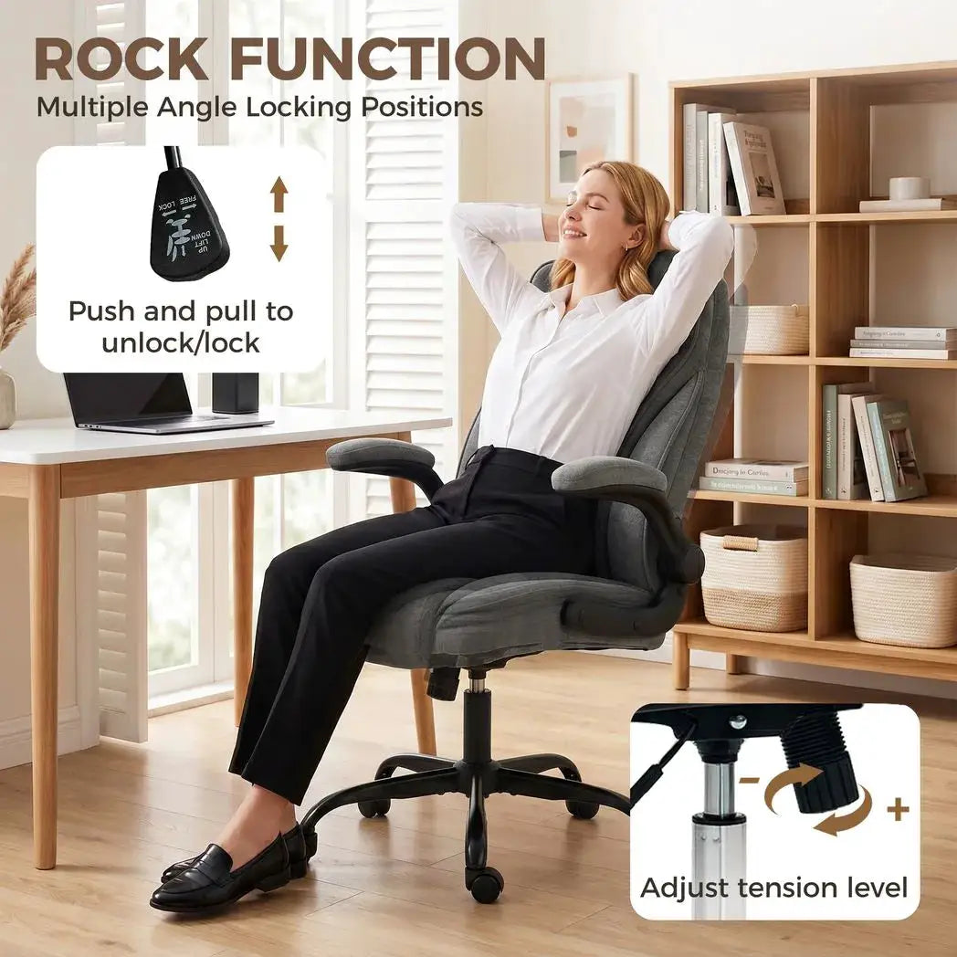 HOMCOM Office Chair, Ergonomic Desk Chair with Flip-up Armrest, Pocket Springs, Swivel Wheels, Adjustable Height, Grey - from HOMCOM