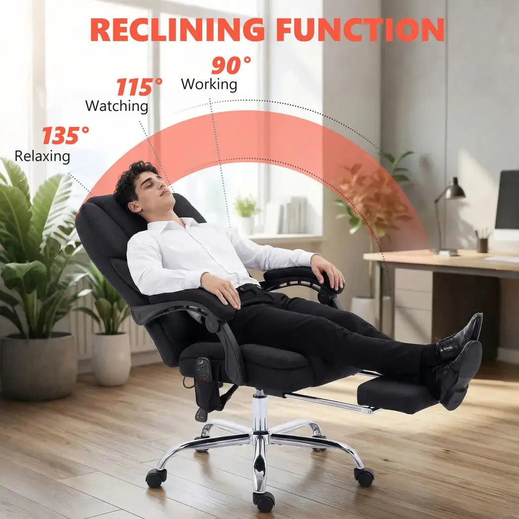 HOMCOM Office Chair with 6-point Vibration Massage and Heat, Fabric Desk Chair with Footrest, High Back, Black - from HOMCOM