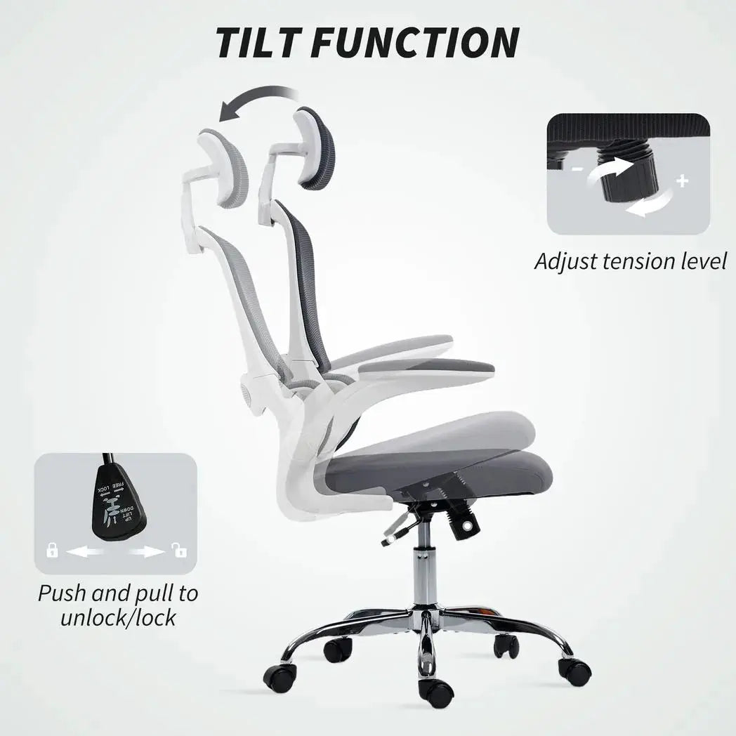 HOMCOM Mesh Back Office Chair, with Lumbar Support - Charcoal Grey - from HOMCOM