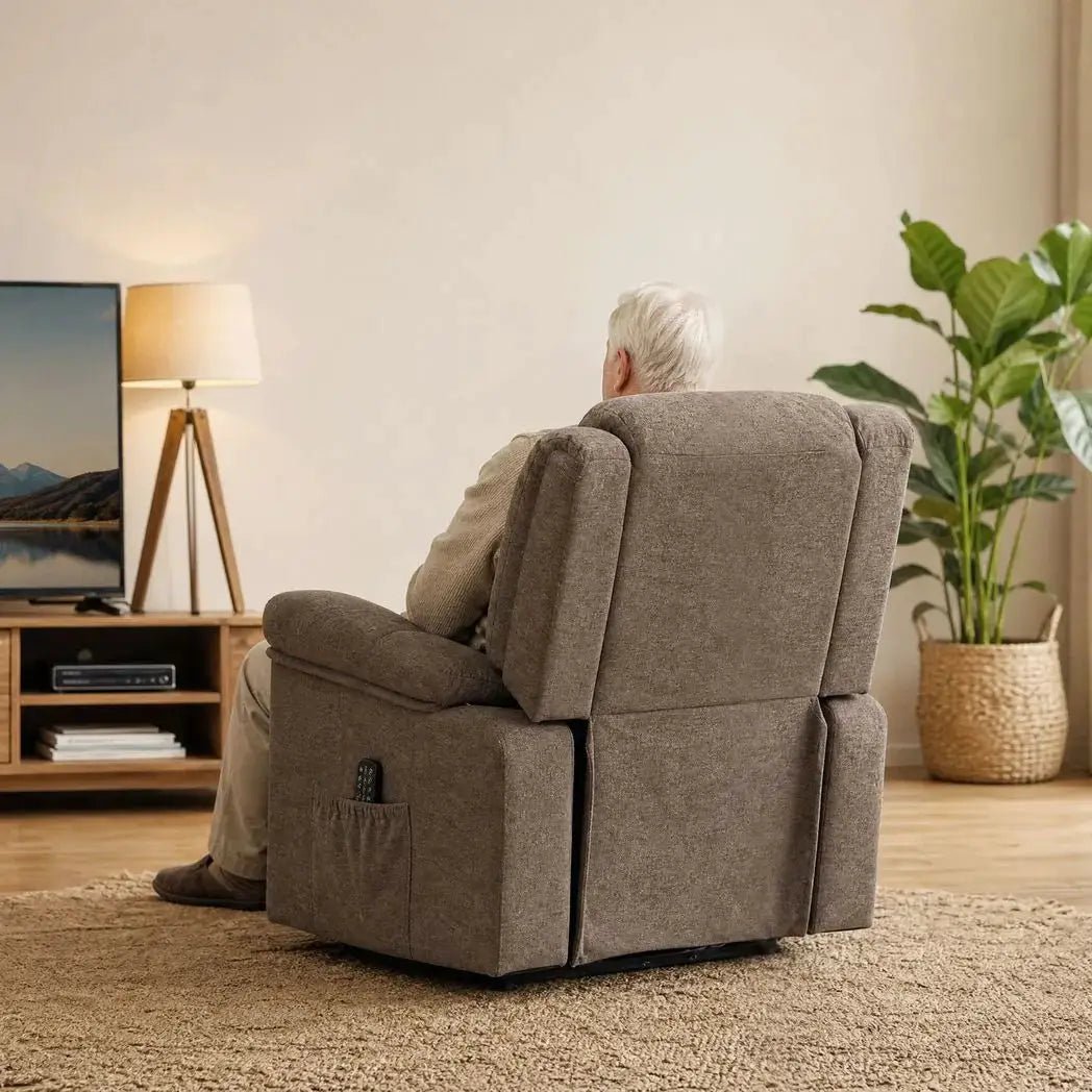 HOMCOM Oversized Riser Recliner Chair with Massage and Heat, Power Lift Recliner for Elderly with Wide Seat and Back, Brown - from HOMCOM