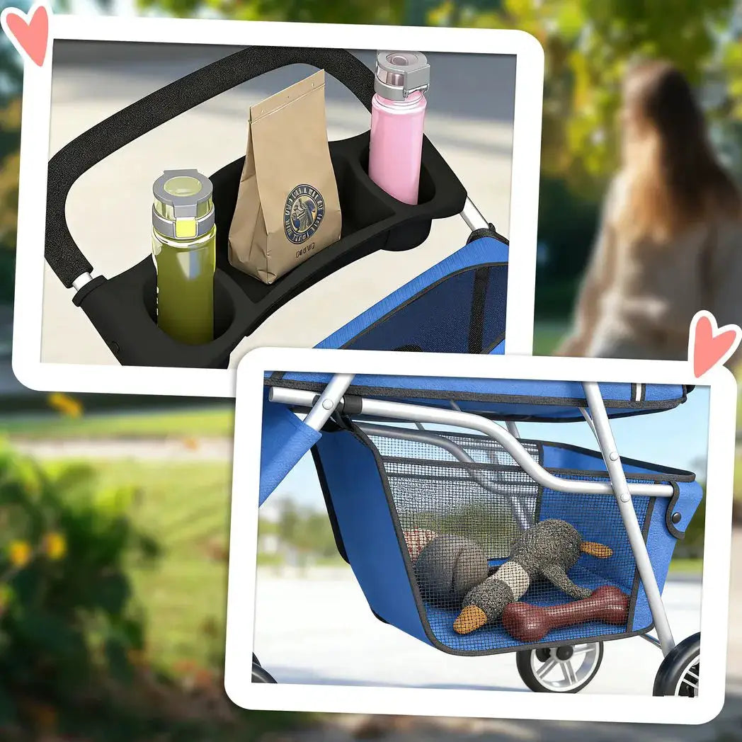 PawHut 3 Wheel Pet Stroller for Small and Miniature Dogs, Blue - from PawHut