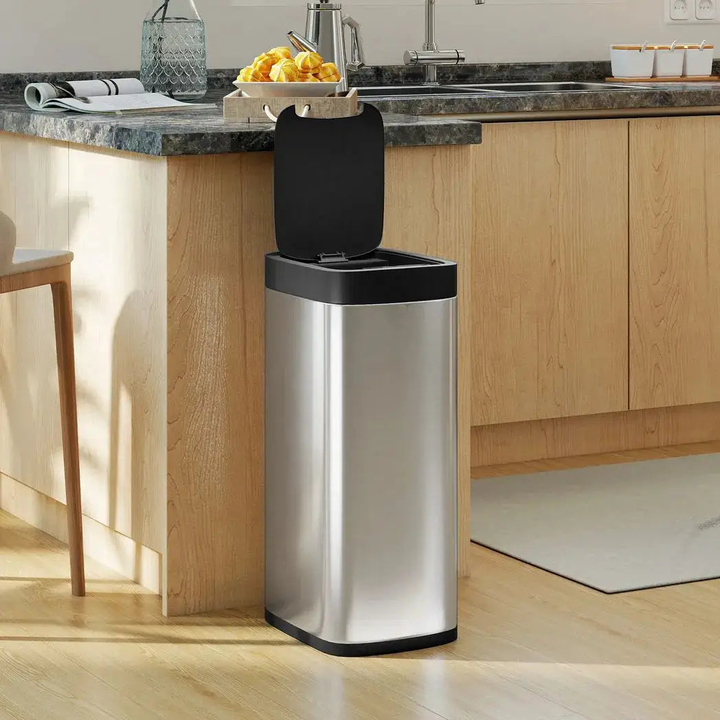 HOMCOM 50L Sensor Bin, Automatic Kitchen Bin, Manual Override, Battery Operated, Inner-Bucket-Free, for Kitchen, Bedroom - from HOMCOM