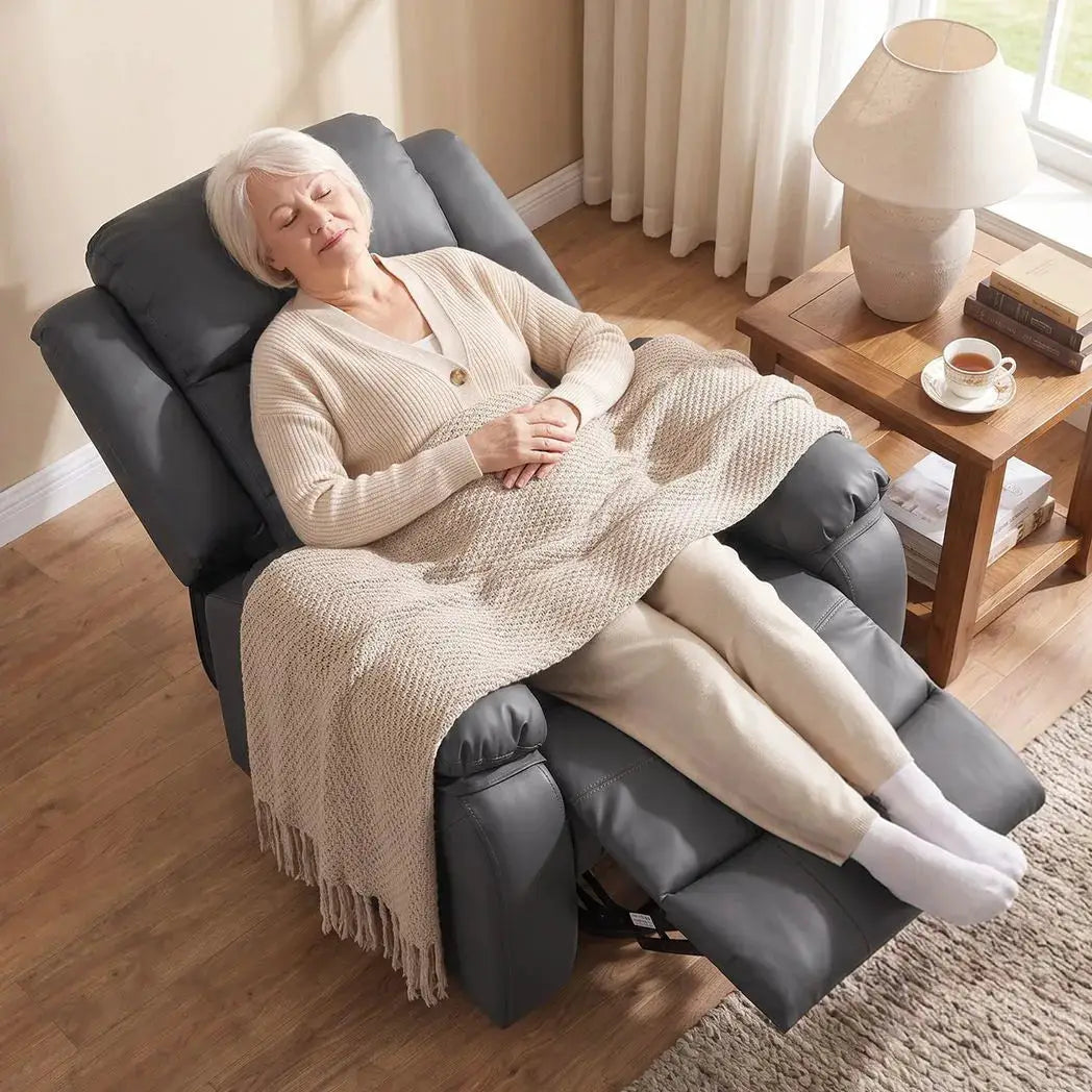 HOMCOM Riser and Recliner Chair with Vibration Massage, PU Leather Power Lift Chair for Elderly, Dark Grey - from HOMCOM