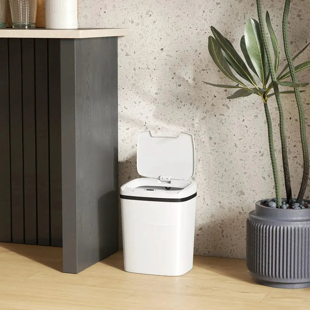 HOMCOM 15L Sensor Bin, Automatic Touchless Kitchen Bin, Easy Clean, Battery Operated for Home Office, Bedroom, Bathroom, White - from HOMCOM