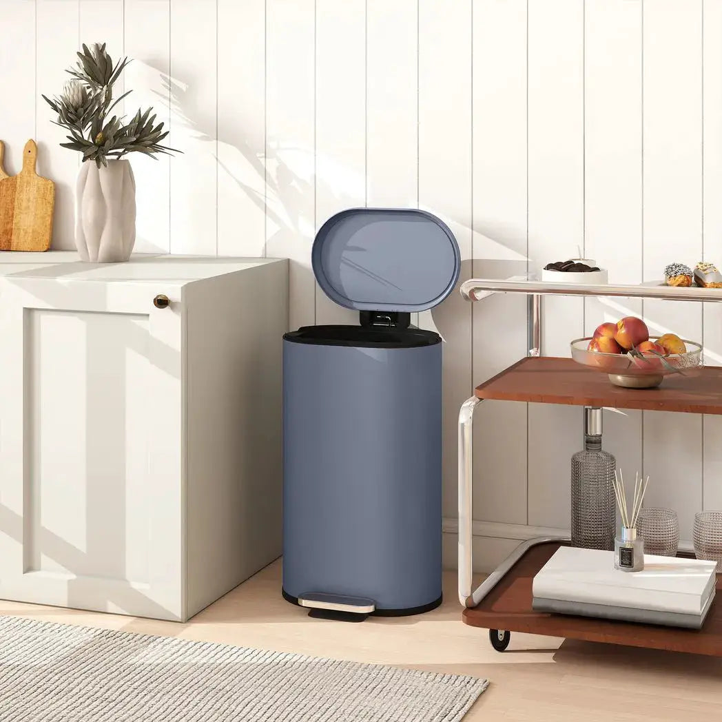 HOMCOM 30 L Modern Curved Kitchen Bin - Grey - from HOMCOM