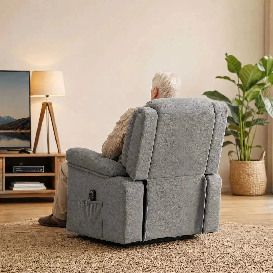 HOMCOM Oversized Riser Recliner Chair with Massage and Heat, Power Lift Recliner for Elderly with Wide Seat and Back, Grey - from HOMCOM