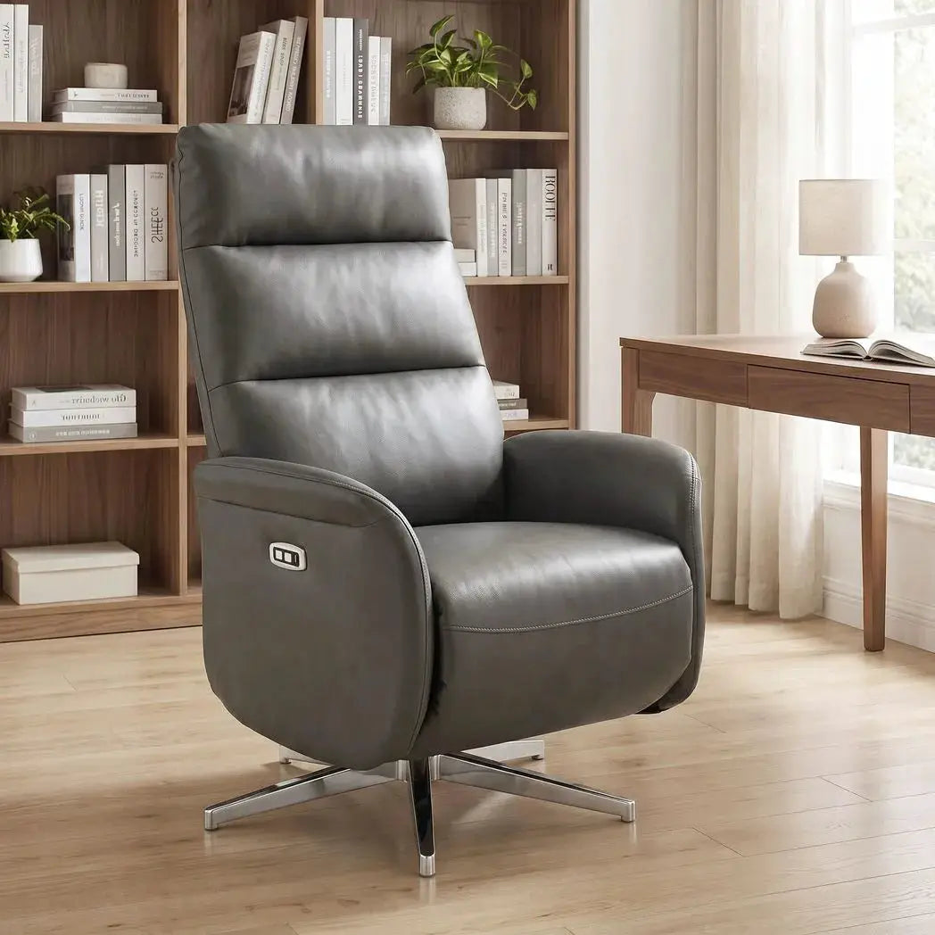 HOMCOM Power Recliner Chair, Swivel Electric Reclining Chair with Type C?, Recliner Armchair with Footrest, Dark Grey - from HOMCOM