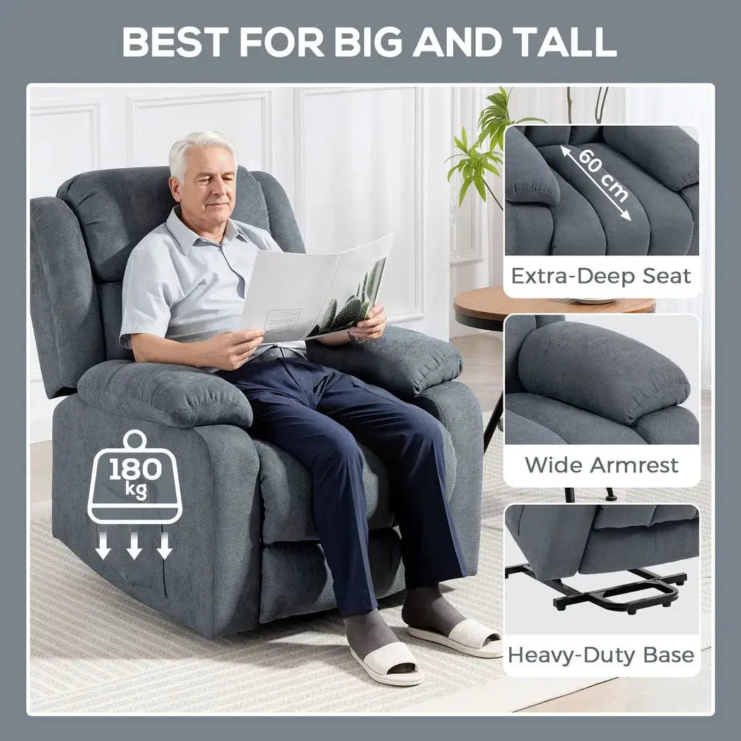 HOMCOM Power Lift Recliner Chair with Vibration Massage, Lift Chair for Elderly with Footrest, Remote, Side Pocket, Grey - from HOMCOM