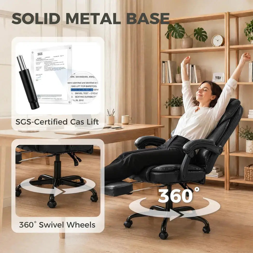 HOMCOM Executive Home Office Chair Reclining Function Footrest Computer Desk Chair High Back, Black - from HOMCOM