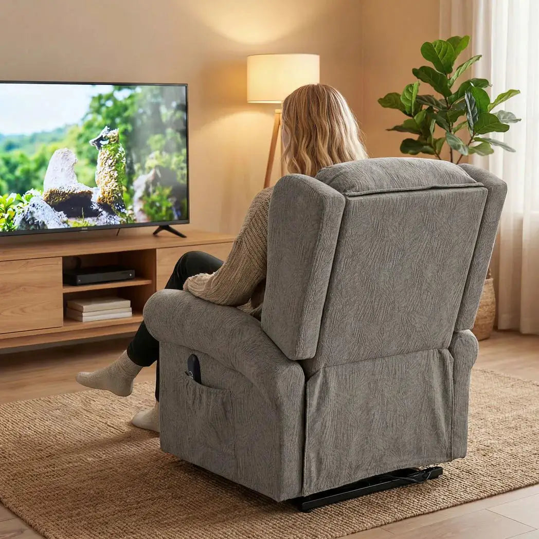 HOMCOM Velvet-Feel Electric Riser Recliner Chair, Power Lift Recliner Chair for Elderly with Remote Control, Dark Grey - from HOMCOM