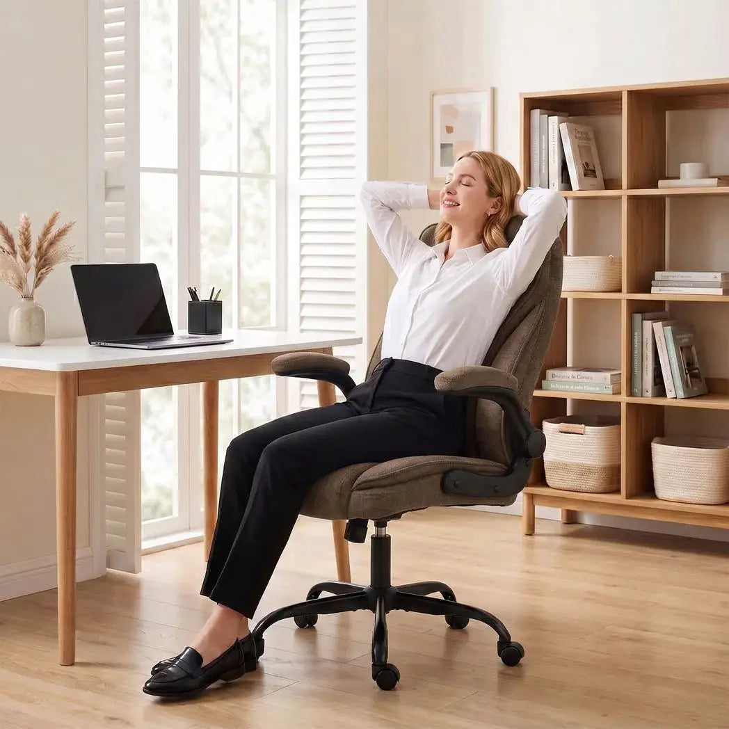 HOMCOM Office Chair, Ergonomic Desk Chair with Flip-up Armrest, Pocket Springs, Swivel Wheels, Adjustable Height, Brown - from HOMCOM