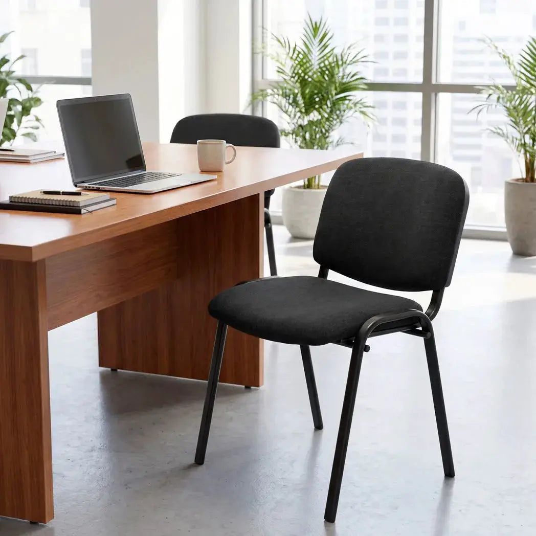 HOMCOM Meeting Chair, Stackable Ergonomic Office Chair with Padded Seat, Curved Backrest for Conference Room, Black - from HOMCOM
