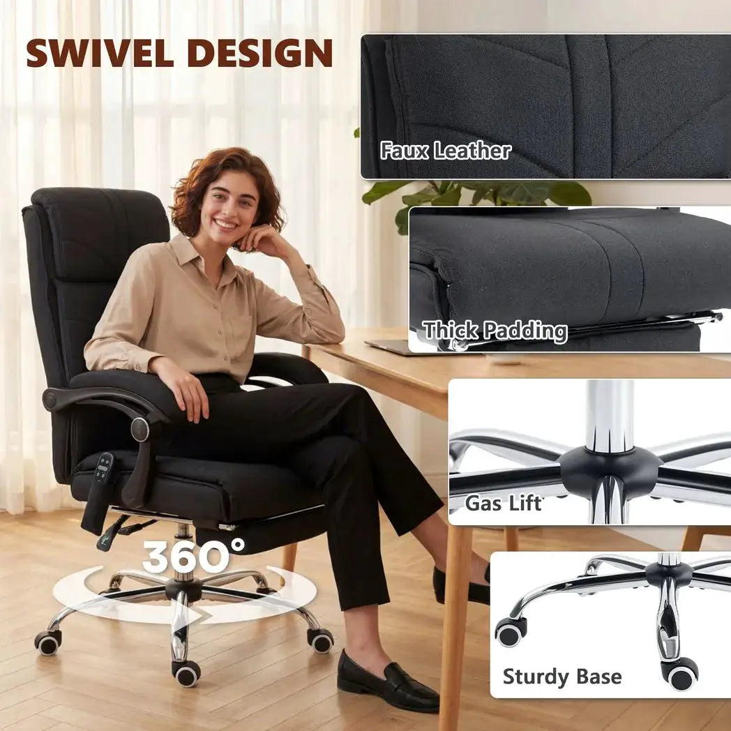 Vinsetto High Back Vibration Massage Office Chair with Footrest, Heated, Black - from Vinsetto