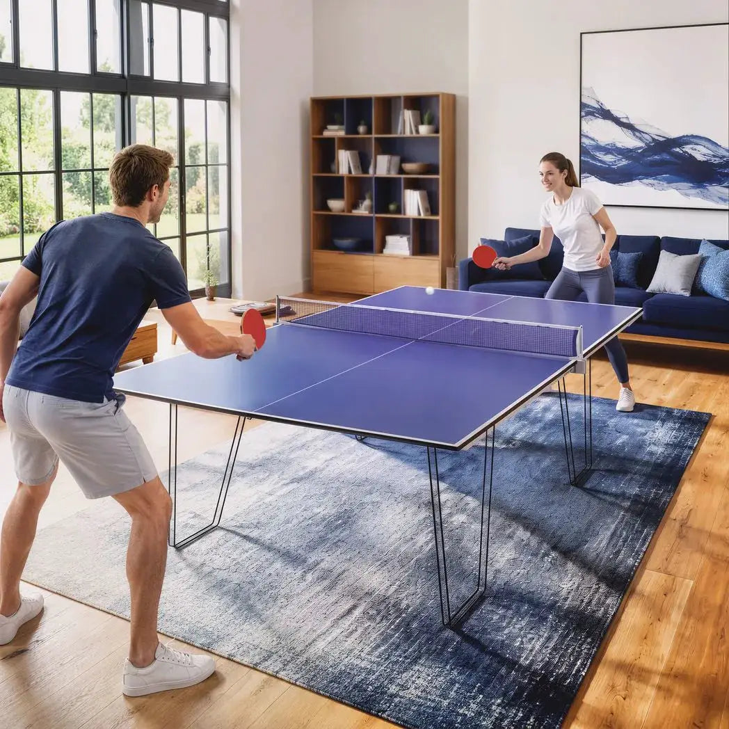 SPORTNOW 9 ft Folding Ping Pong Table Top for Billiard Tables, Table Tennis Conversion Top with Net, Foam Padding, Blue - from SPORTNOW