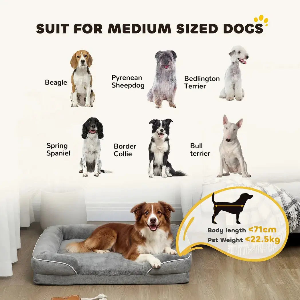 PawHut Dog Sofa Bed, Washable Pet Bed with Removable Cover and Non-Slip Bottom for Cats, Small and Medium Dogs, Grey - from PawHut