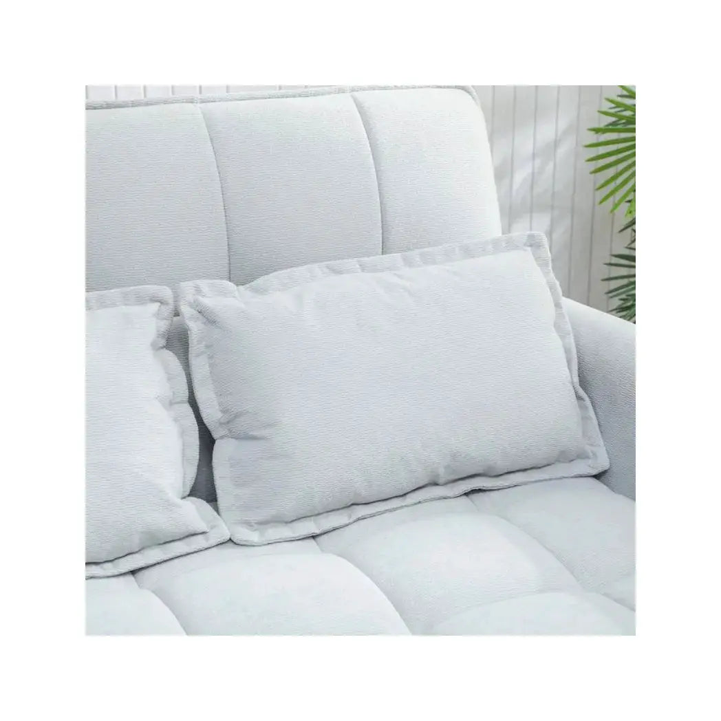 HOMCOM 2 Seater Sofa Bed, 3-in-1 Convertible Sleeper Sofa with Click-clack Adjustable Backrest and 2 Pillows, Light Grey - from HOMCOM