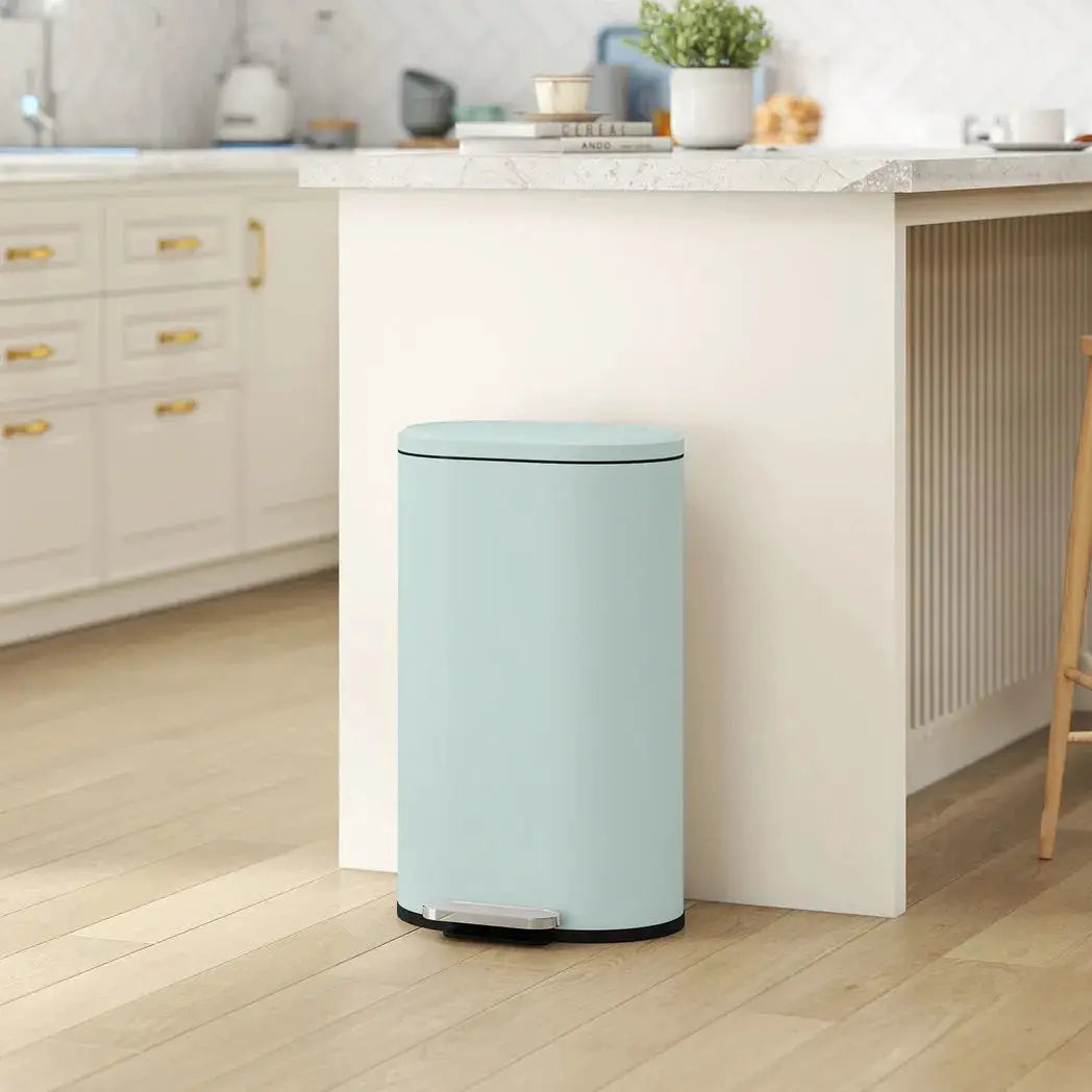 HOMCOM 30 L Modern Curved Kitchen Bin - Green - from HOMCOM