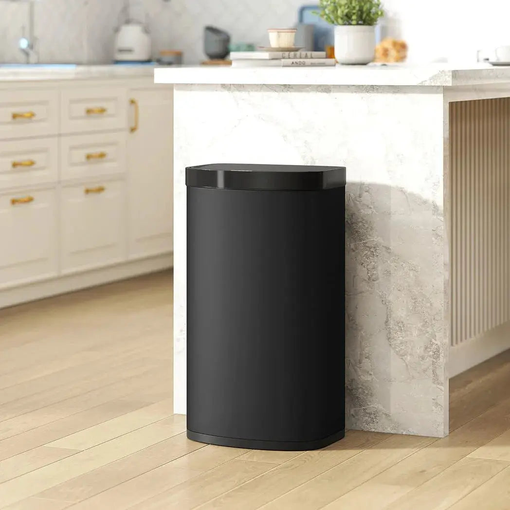 HOMCOM 55L Sensor Bin with Soft-Close Lid, Automatic Touchless Motion Sensor Kitchen Bin with Fingerprint Resistant Stainless Steel for Hygienic Gyms, Home Office Use, Black - from HOMCOM